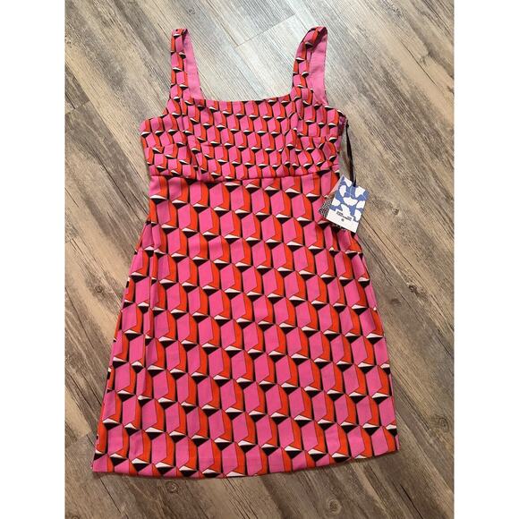 Diane Von Furstenberg x Target Mini Shift Dress in Pink Modern Geo Size 6 NWT - Picture 1 of 6